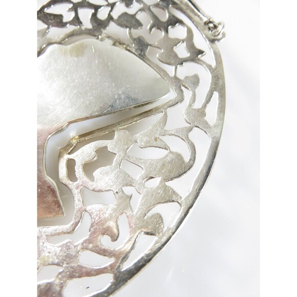 Egyptian Revival Silver Nefertiti Pendant Sarcophagus Necklace Large 3.5" Repair - Picture 11 of 16